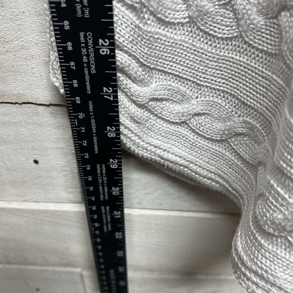 Lauren Ralph Lauren Sweater Top Large White Cable Knit Short Sleeve Black Label - Picture 8 of 10